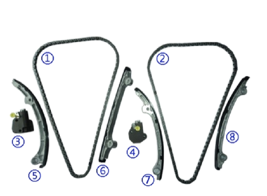 Plastikowy zestaw łańcucha rozrządu PA66 / PA46 do INFINITI FX45 VK45DE V8 4.5L 03-08
