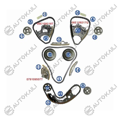 Zestaw łańcucha czasowania dla AUDI / VW S5 8F7 CAKA 245KW 3.0T 08-11 06E109465BC 108L