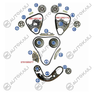 Zestaw łańcucha czasowania dla AUDI / VW S5 8F7 CAKA 245KW 3.0T 08-11 06E109465BC 108L