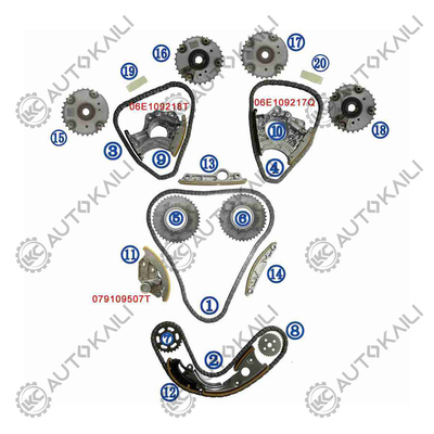 Zestaw łańcucha czasowania dla AUDI / VW A8 4E8 BDX 154KW 2.8FSI 07-10 06E109465BC 108L