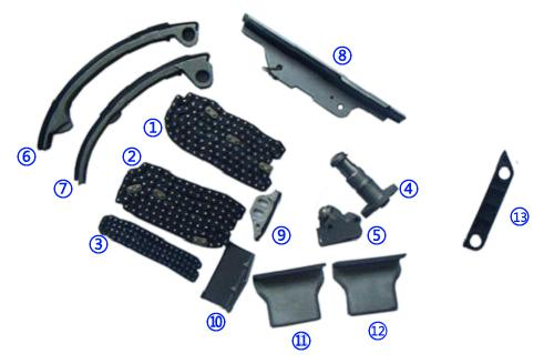 Plastikowy zestaw łańcucha rozrządu PA66 / PA46 do INFINITI 4494CC V8 90-96 Q45 32V DOHC