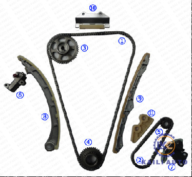 Zestaw łańcucha rozrządu do HONDA Accord Element CR-V ACURA Element TSX silnika K24A1 K24A2 K24Z 2.4L DOHC 14401-PPA-004 176L