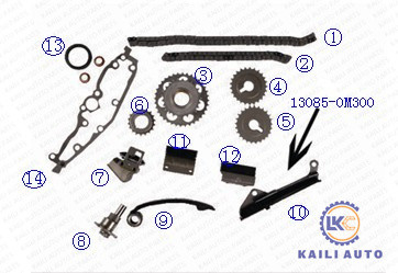GA14DE GA16DE Zestaw łańcucha rozrządu dla NISSAN AD RESORT ALMERA 13028-53Y00 80L 13070-53Y10