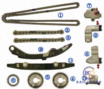 Zestaw łańcucha rozrządu silnika VQ25DE dla NISSAN TEANA J32 J31 2.3L 2.5L 3.5L 13028-JK00A 11*196L 13028-AL510 9*66L