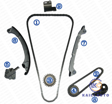 Zestaw łańcucha rozrządu dla MAZDA MAZDA 3 GS i Grand touring 3 sedan SV CX-5 Axela 6 Atenza CX4 GAS 2.0L DOHC PE01-12-201 148L